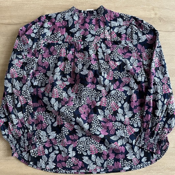 NWT Loft Leafed Smocked Button Blouse Cotton Size XL - Picture 12 of 12